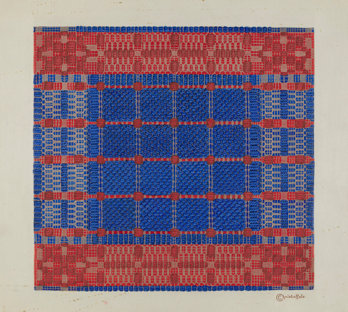 Coverlet (Section) by Cornelius Christoffels (American, active c. 1935), 16X12"(A3)Poster Print
