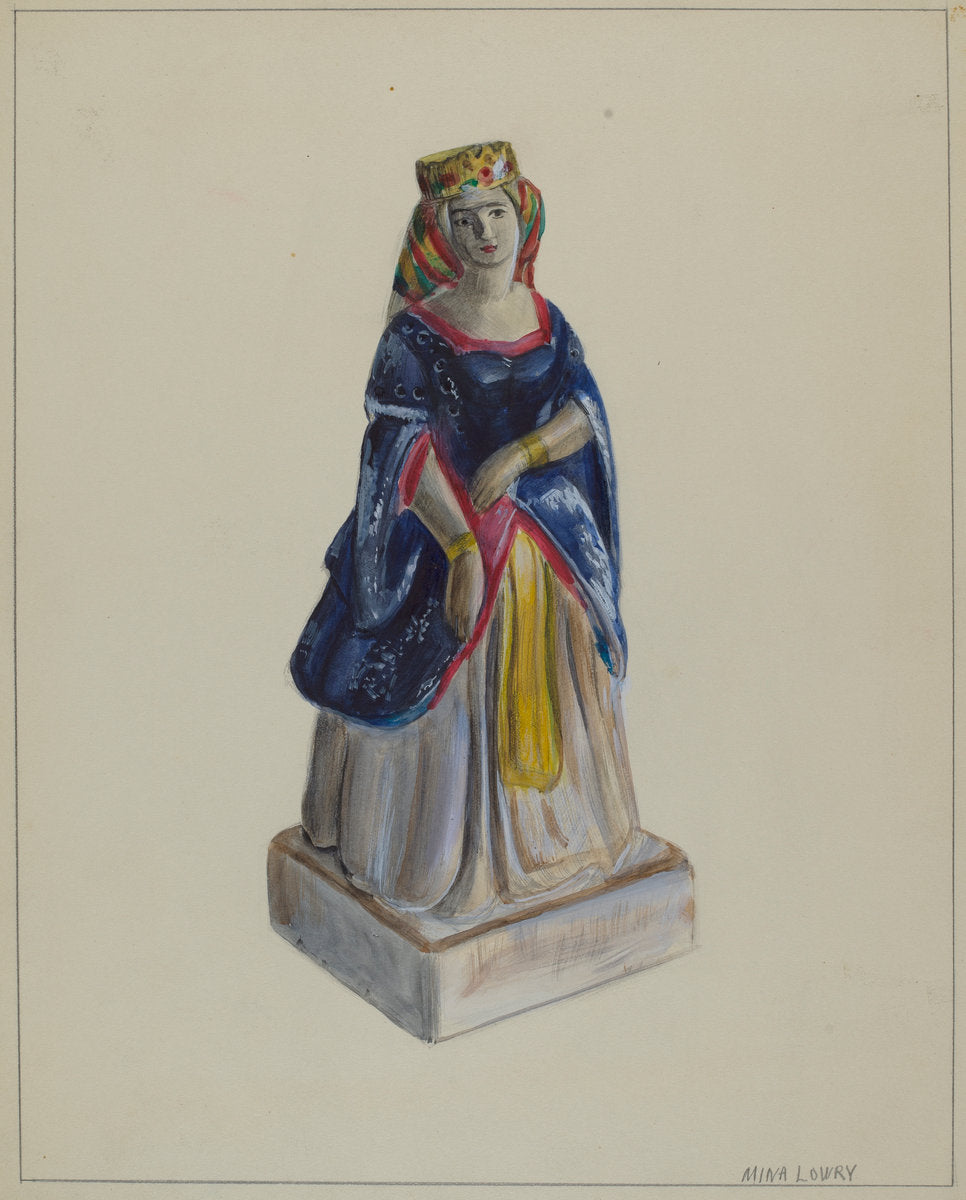 Statuette (Queen Victoria) by Mina Lowry (American, 1894 - 1942), 16X12"(A3)Poster Print