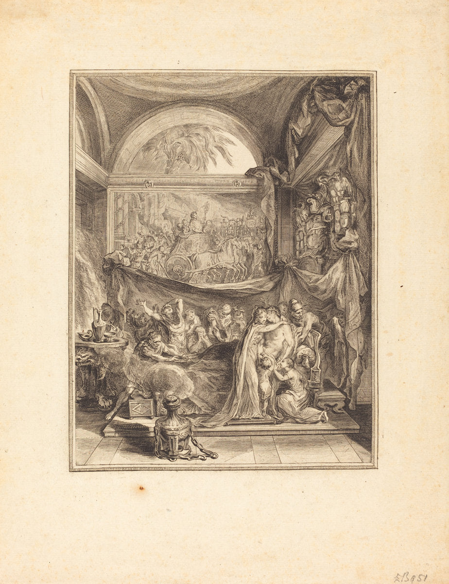 La mort de Germanicus by Gabriel Jacques de Saint-Aubin (French, 1724 - 1780), 16X12"(A3)Poster Print