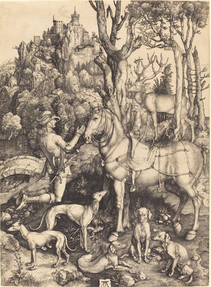 Saint Eustace by Albrecht Dürer (German, 1471 - 1528), 16X12"(A3)Poster Print