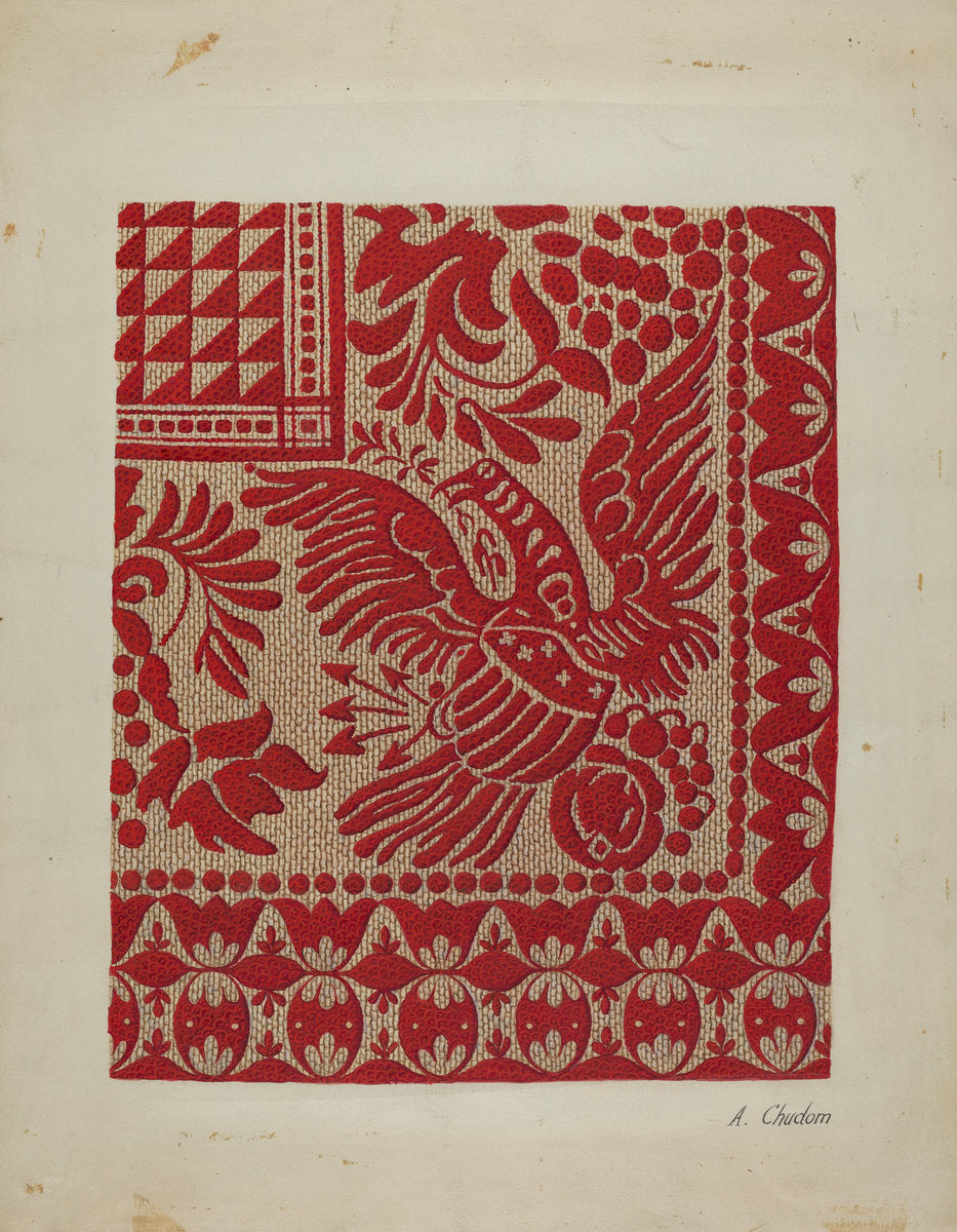 Homespun Coverlet by Alexander Chudom (American, active c. 1935), 16X12"(A3)Poster Print