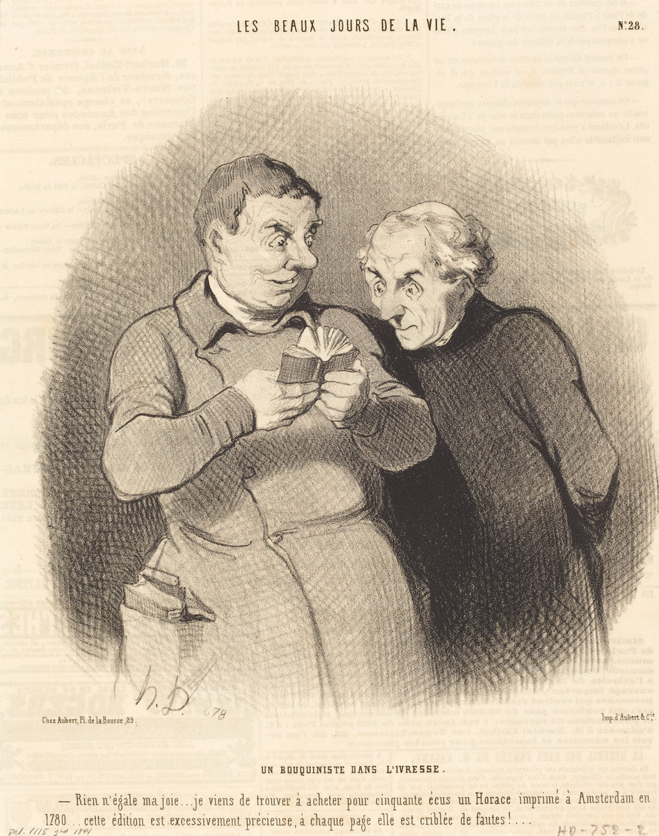 Un Bouquiniste dans l'ivresse by Honoré Daumier (French, 1808 - 1879), 16X12"(A3)Poster Print