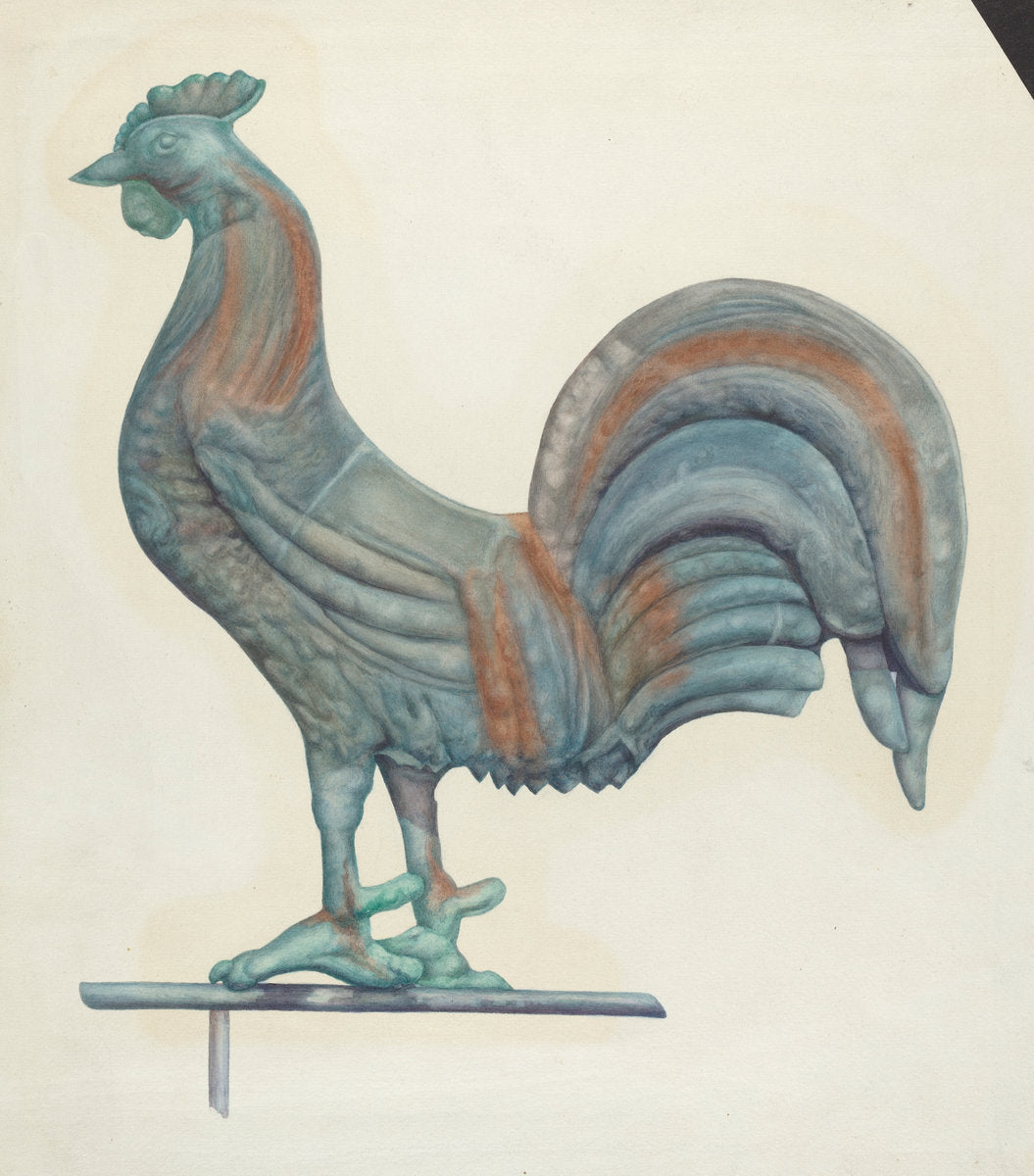 Copper Cock Weather Vane by Harriette Gale (American, active c. 1935), 16X12"(A3)Poster Print
