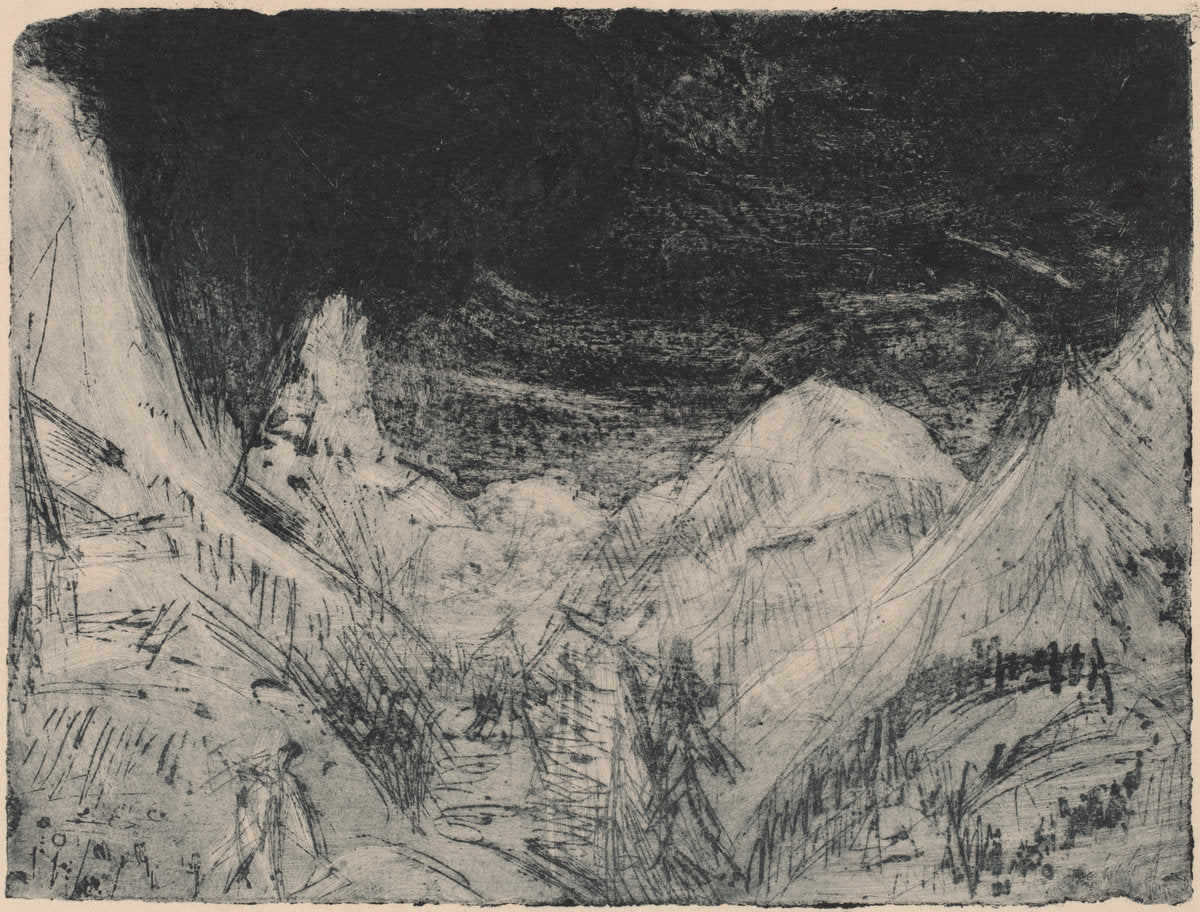 Mountain Landscape with Little Mowers by Ernst Ludwig Kirchner (German, 1880 - 1938), 16X12"(A3)Poster Print