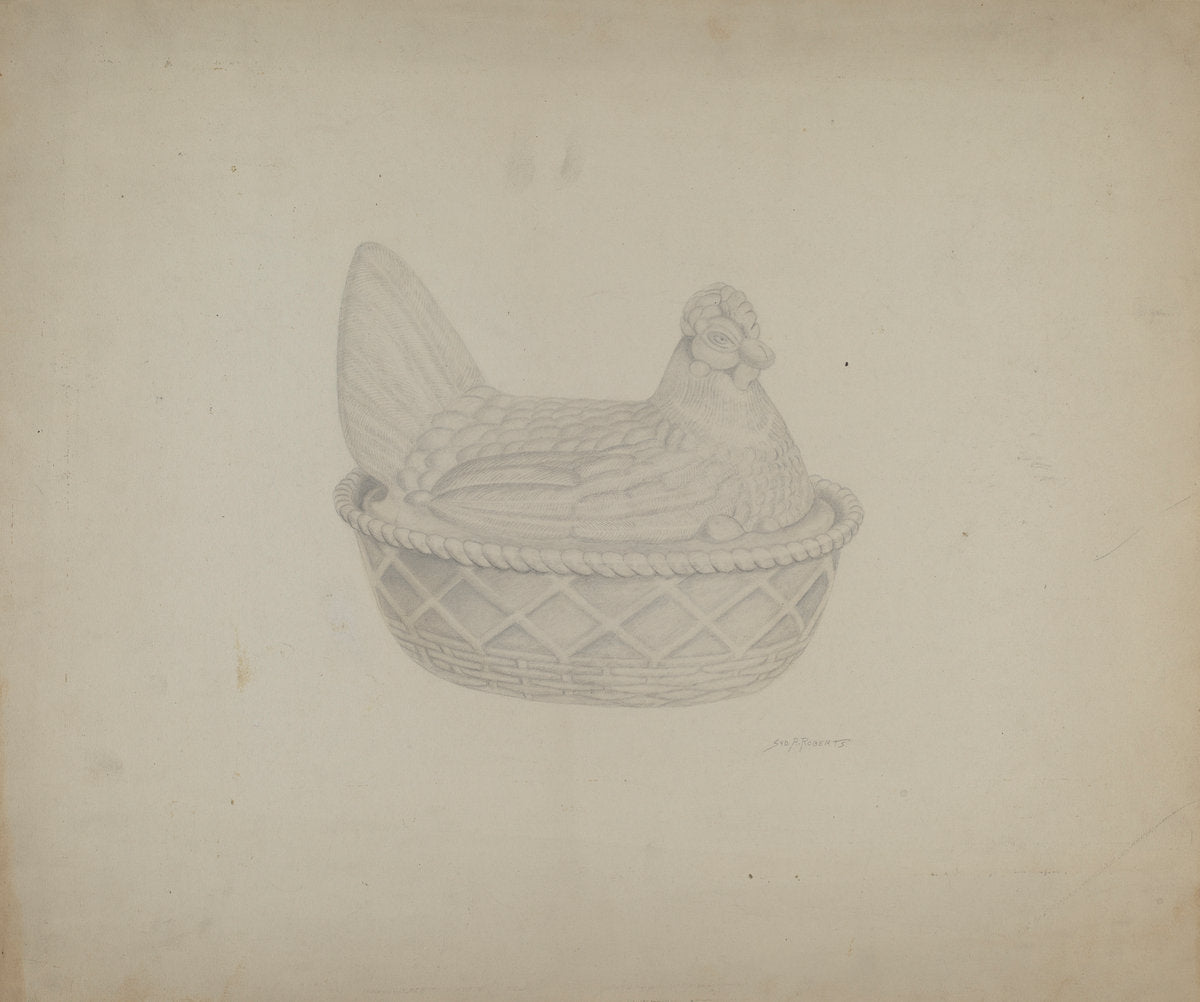 Covered Dish (Hen) by Sydney Roberts (American, active c. 1935), 16X12"(A3)Poster Print