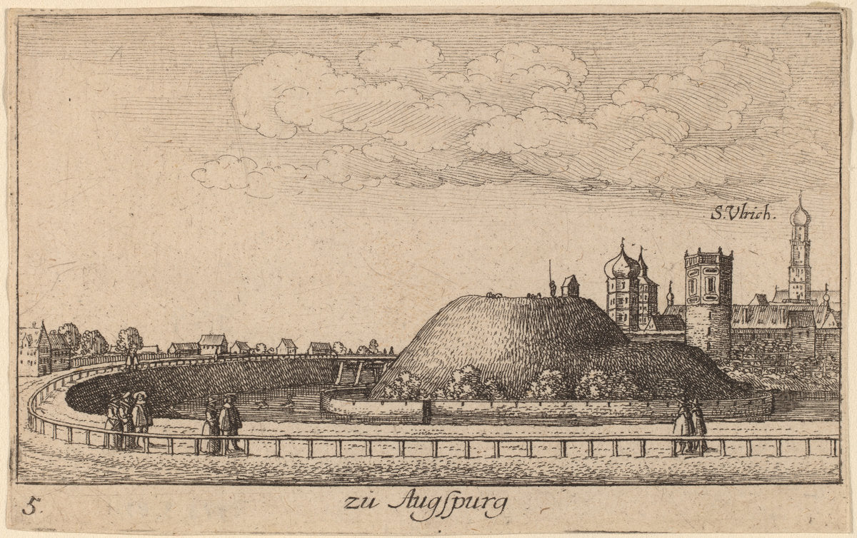 Augsburg by Wenceslaus Hollar (Bohemian, 1607 - 1677), 16X12"(A3)Poster Print