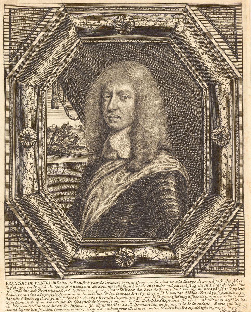 François de Vendôme, Duke of Beaufort by Balthasar Moncornet (French, c. 1600 - 1668), 16X12"(A3)Poster Print