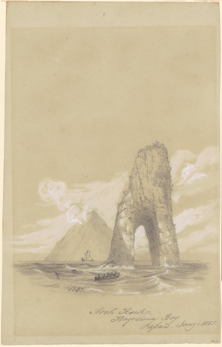 Arch Rock, Kagosima Bay, Japan by William Brenton Boggs (American, 1809 - 1875), 16X12"(A3)Poster Print