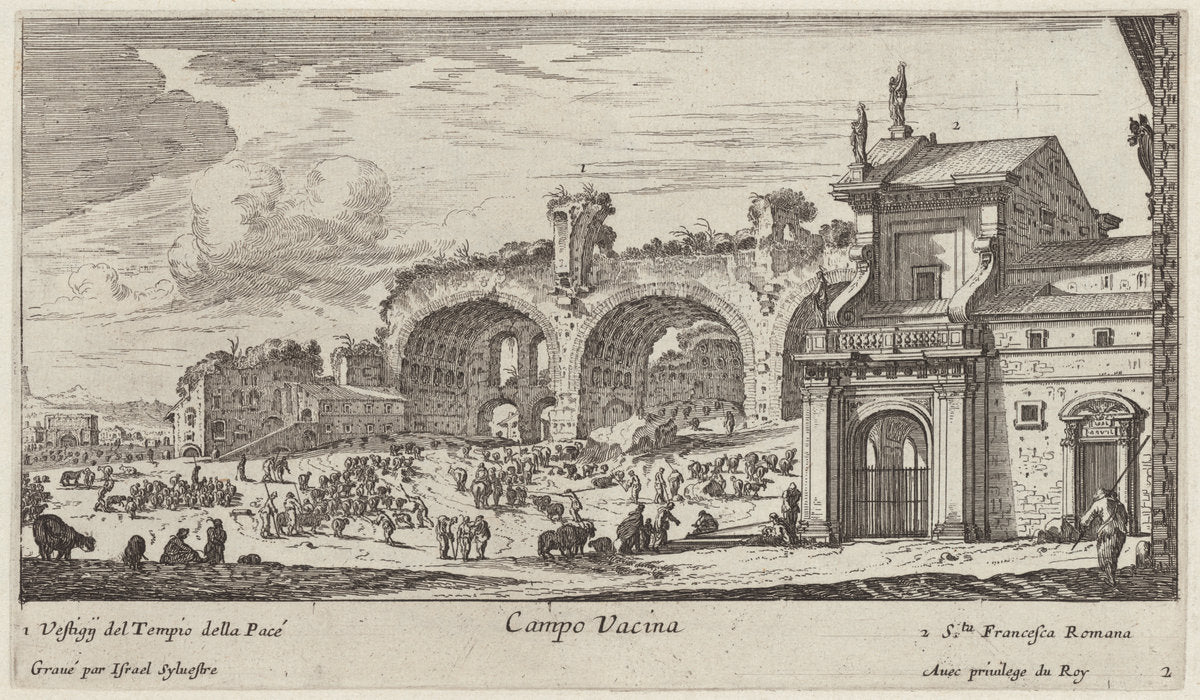 Campo Vacina by Israël Silvestre (French, 1621 - 1691), 16X12"(A3)Poster Print