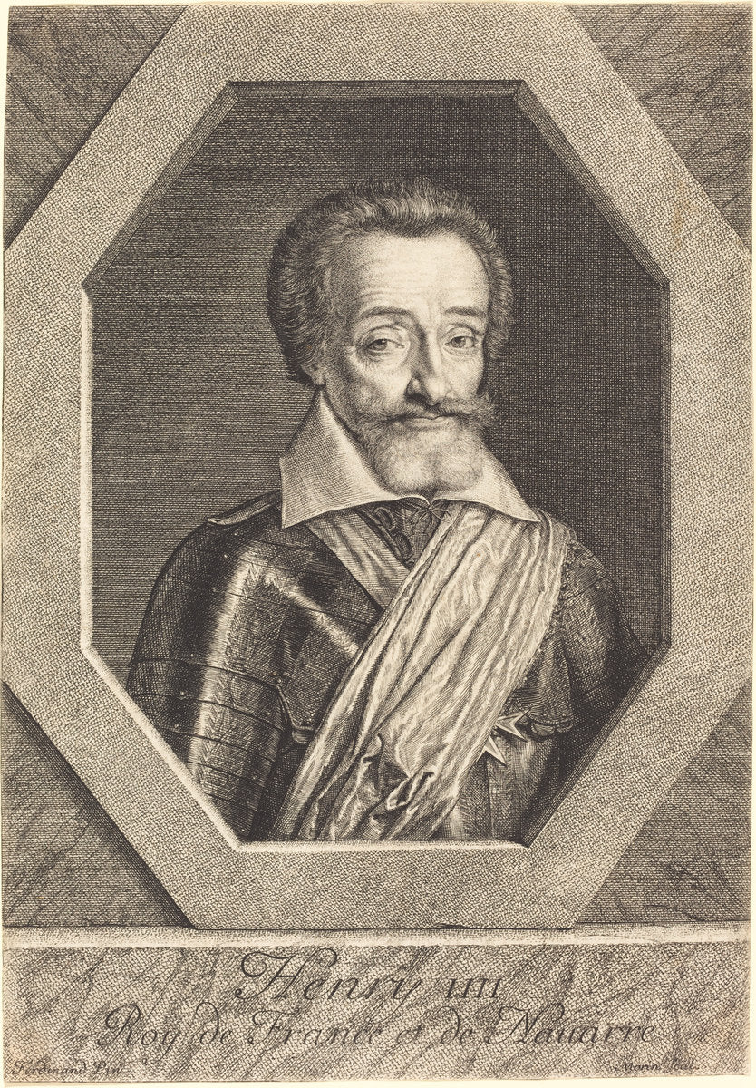 Henry IV by Jean Morin after Louis Elle I (French, c. 1600 - 1650), 16X12"(A3)Poster Print