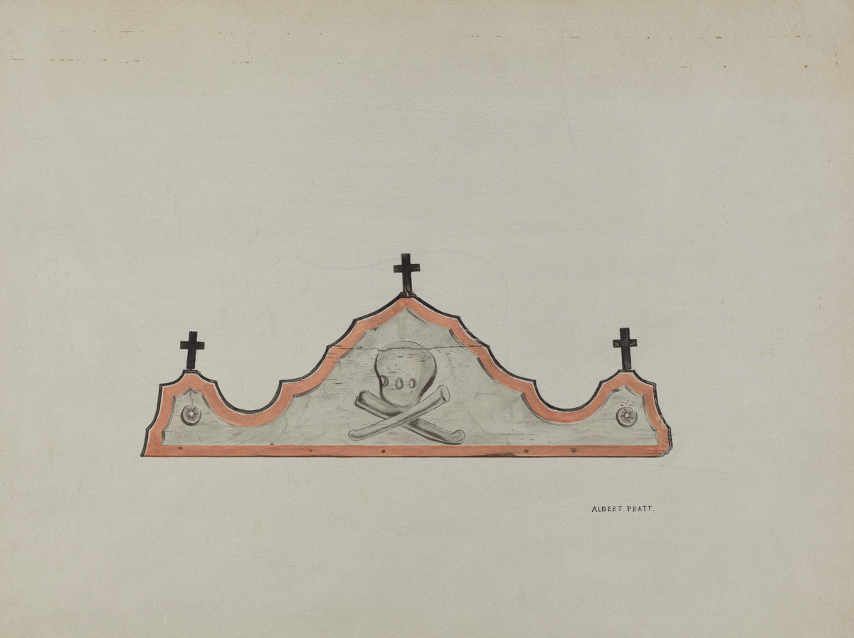 Lintel, over Cemetery Gateway by Albert Pratt (American, active c. 1935), 16X12"(A3)Poster Print