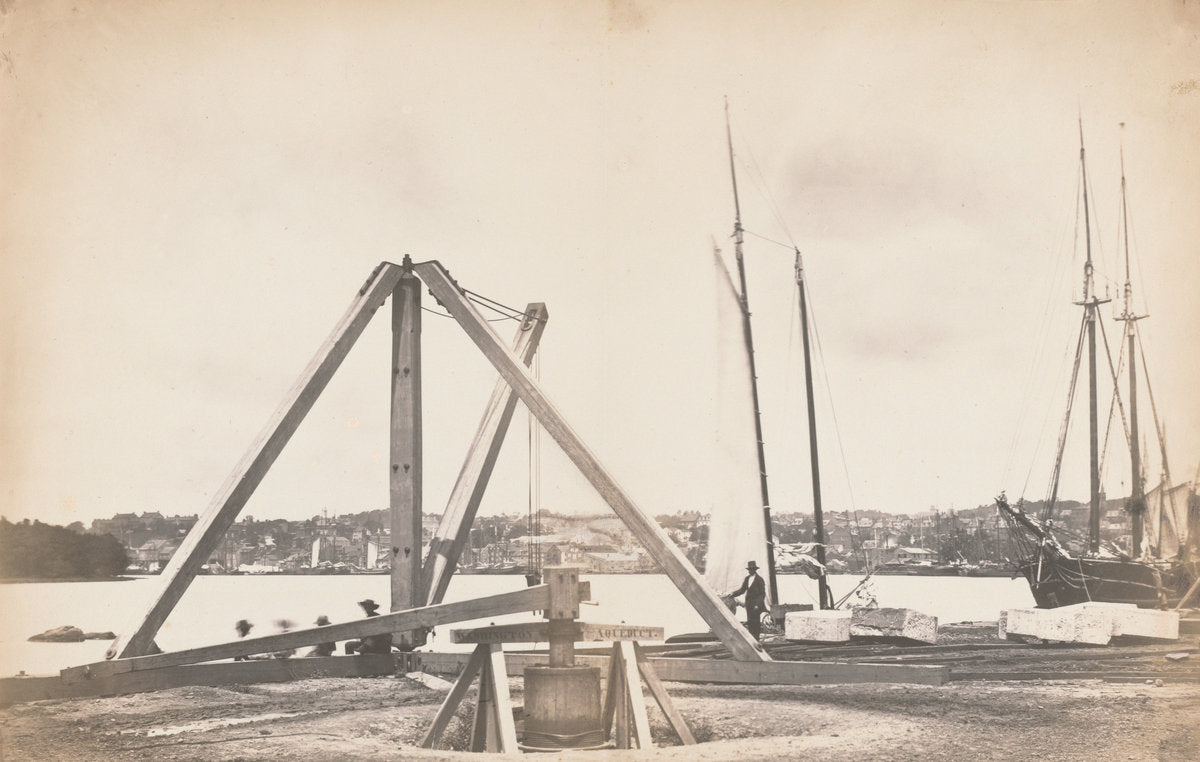 Construction of Washington Aqueduct by Attributed to Lewis Emory Walker (American, 1823 - 1880), 16X12"(A3)Poster Print