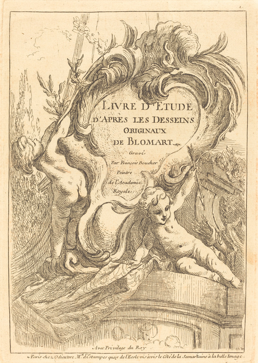 Title Page by François Boucher after Abraham Bloemaert (French, 1703 - 1770), 16X12"(A3)Poster Print