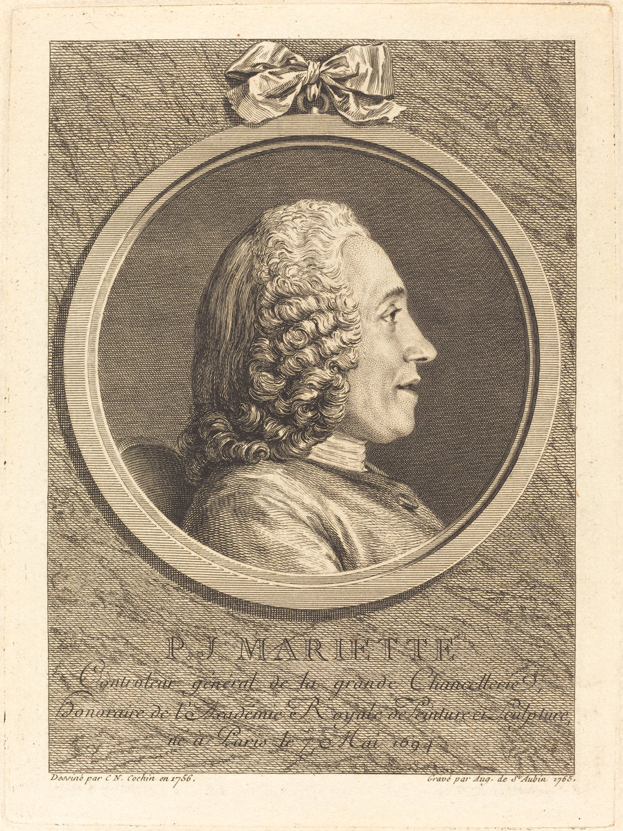 Pierre-Jean Mariette by Augustin de Saint-Aubin after Charles-Nicolas Cochin II (French, 1736 - 1807), 16X12"(A3)Poster Print