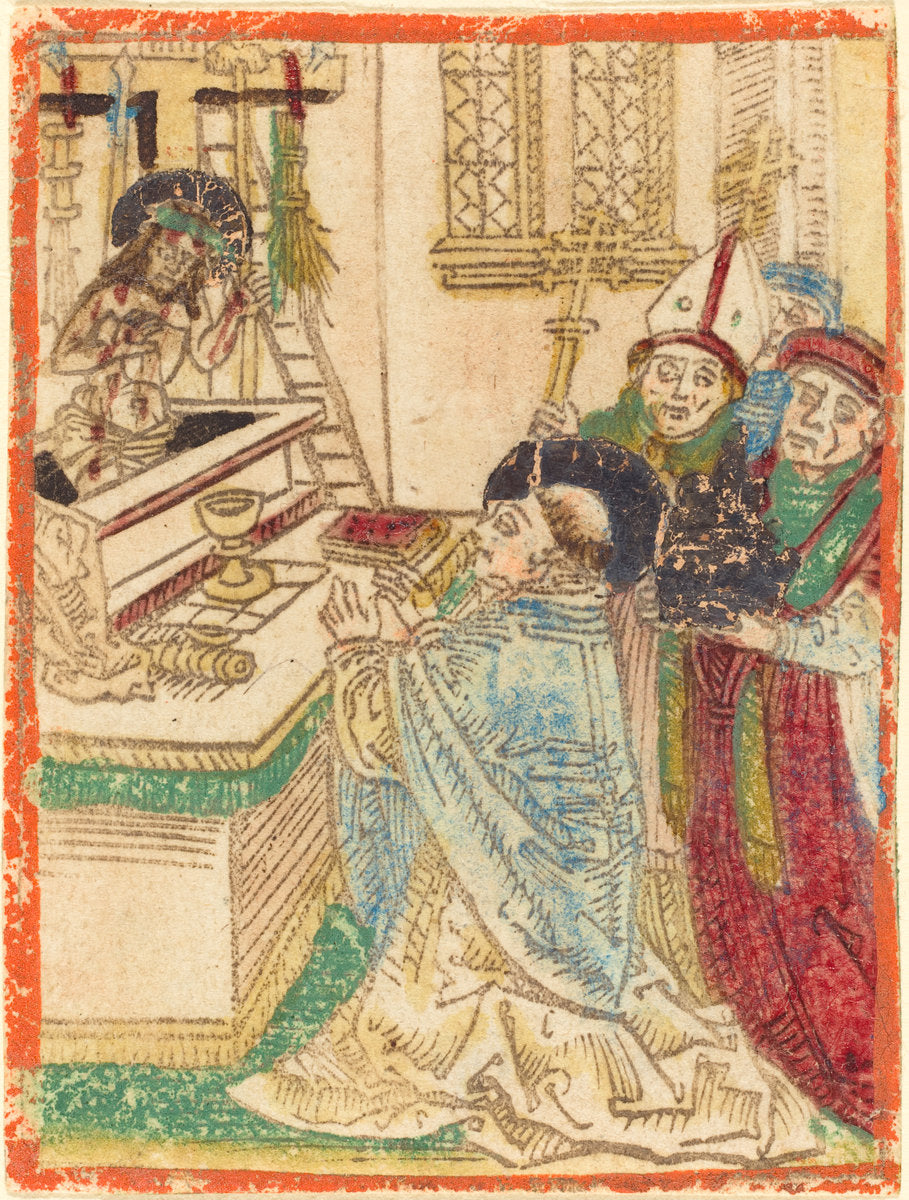 1480/1490 by German 15th Century (The Mass of Saint Gregory), 16X12"(A3)Poster Print