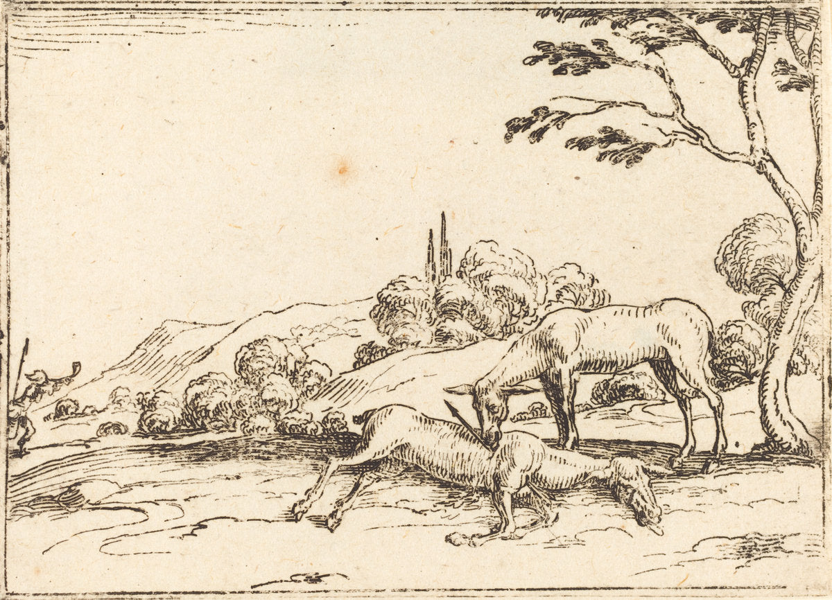 Doe Mourning her Foal by Jacques Callot (French, 1592 - 1635), 16X12"(A3)Poster Print