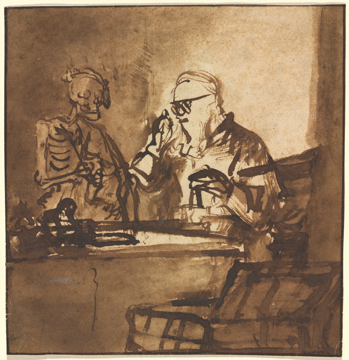 Death and the Miser by Nicolaes Maes (Dutch, 1634 - 1693), 16X12"(A3)Poster Print