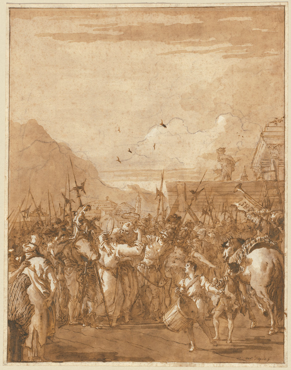 The Parting of Saints Peter and Paul by Giovanni Domenico Tiepolo (Venetian, 1727 - 1804), 16X12"(A3)Poster Print