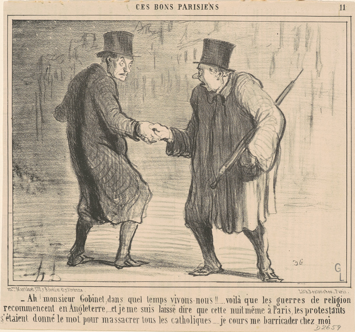 Ah! Monsieur Gobinet, dans quel temps ... by Honoré Daumier (French, 1808 - 1879), 16X12"(A3)Poster Print
