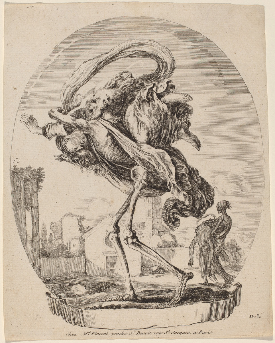 Death Carrying a Woman by Stefano Della Bella (Italian, 1610 - 1664), 16X12"(A3)Poster Print