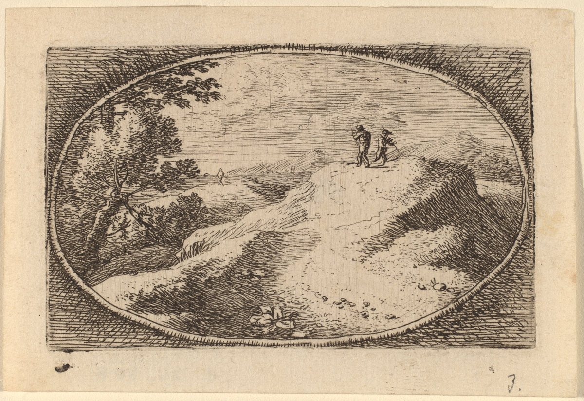 Two Men on a Bare Hill by Herman van Swanevelt (Dutch, c. 1600 - 1655), 16X12"(A3)Poster Print
