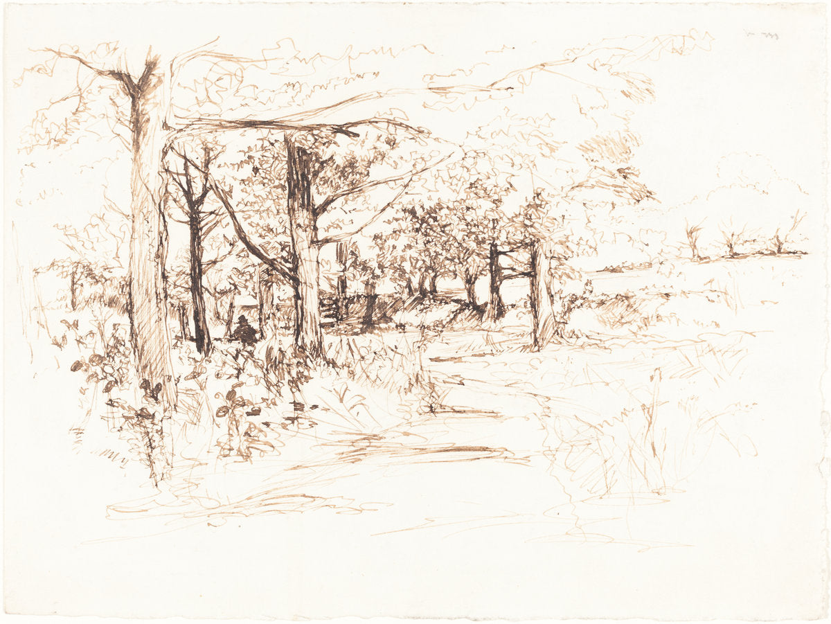 Landscape with a Tree-Lined Lane by Henry Eddowes Keene (British, 1824 - 1909), 16X12"(A3)Poster Print