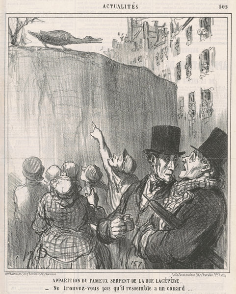 Apparition du ... serpent de la rue Lacépède by Honoré Daumier (French, 1808 - 1879), 16X12"(A3)Poster Print
