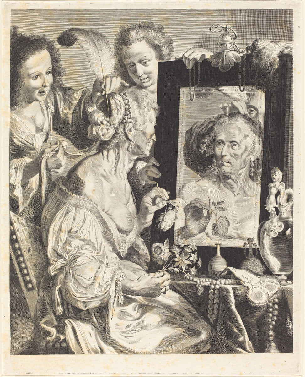 An Old Woman at the Toilet Table by Jeremias Falck after Johann Liss after Bernardo Strozzi (German, c. 1619 - 1677), 16X12"(A3)Poster Print