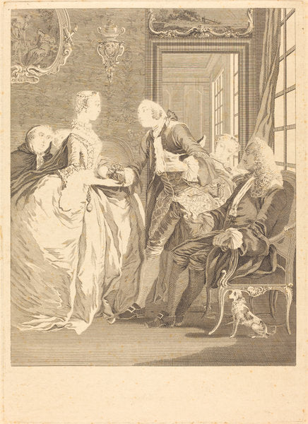 L'accord du mariage by René Gaillard after Charles Eisen (French, c. 1719 - 1790), 16X12"(A3)Poster Print