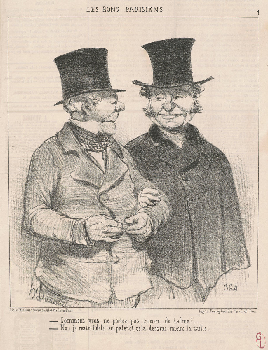 Comment vous portez pas encore de talma? ... by Honoré Daumier (French, 1808 - 1879), 16X12"(A3)Poster Print