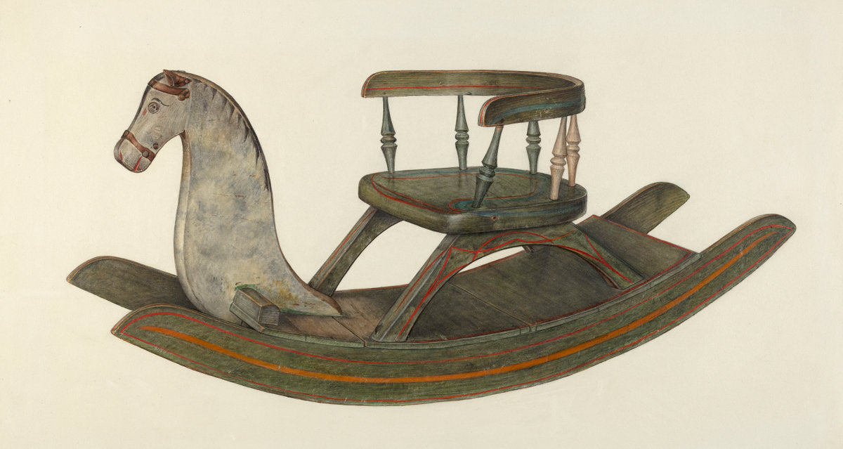 Rocking Horse by Mina Lowry (American, 1894 - 1942), 16X12"(A3)Poster Print