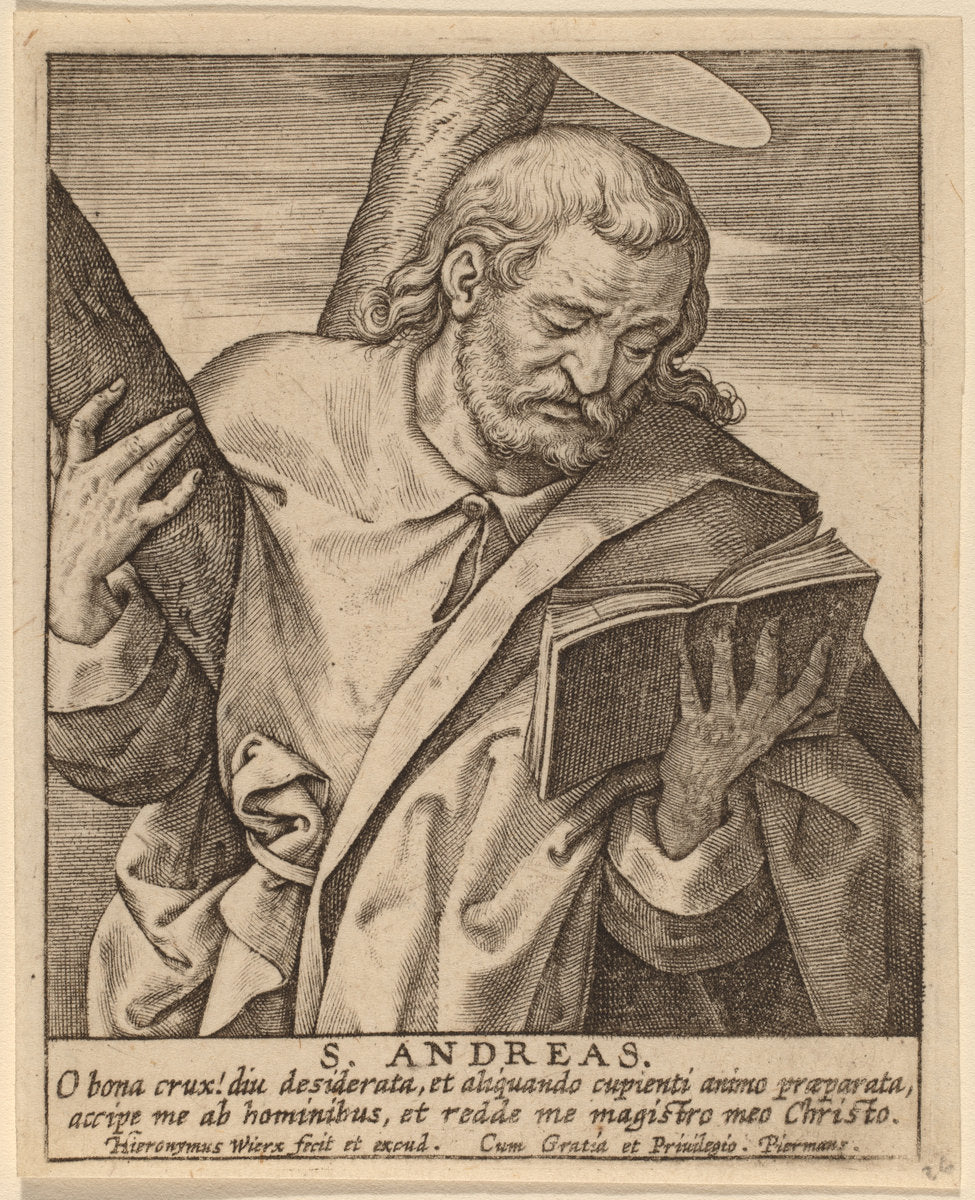 S. Andreas by Hieronymus Wierix (Flemish, c. 1553 - 1619), 16X12"(A3)Poster Print