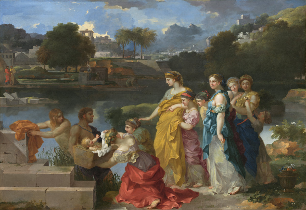 The Finding of Moses by Sébastien Bourdon (French, 1616 - 1671), 16X12"(A3)Poster Print