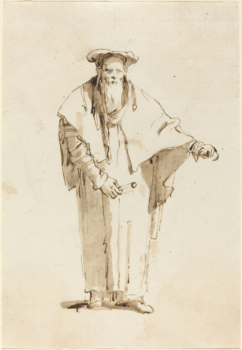 A Standing Oriental Holding a Rod by Giovanni Battista Tiepolo (Venetian, 1696 - 1770), 16X12"(A3)Poster Print
