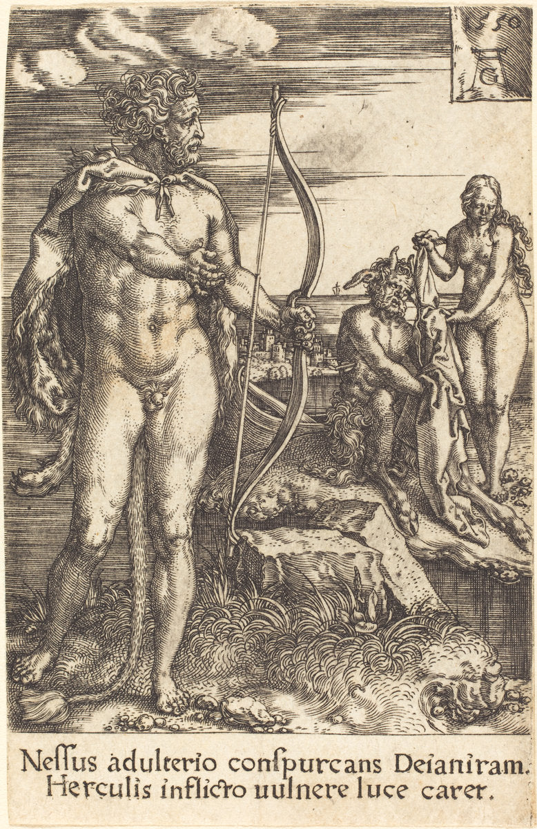 Hercules Killing Nessus by Heinrich Aldegrever (German, 1502 - 1555/1561), 16X12"(A3)Poster Print