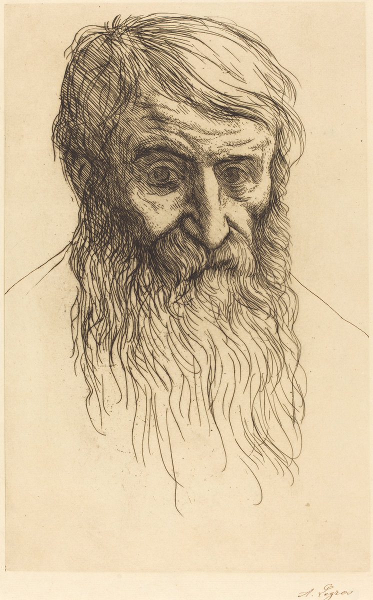 Head of a Philosopher (Tete de philosophe) by Alphonse Legros (French, 1837 - 1911), 16X12"(A3)Poster Print