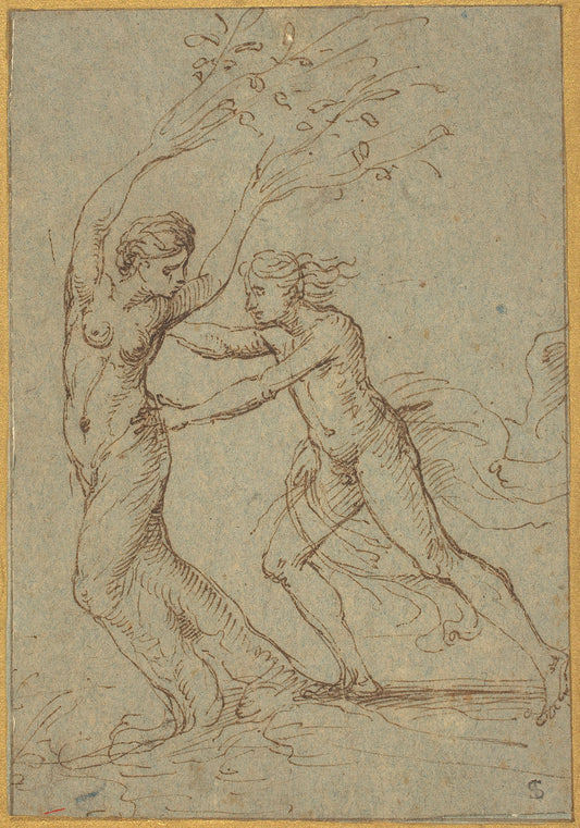 Apollo and Daphne by Follower of Giulio Romano (Roman, 1499 - 1546), 16X12"(A3)Poster Print