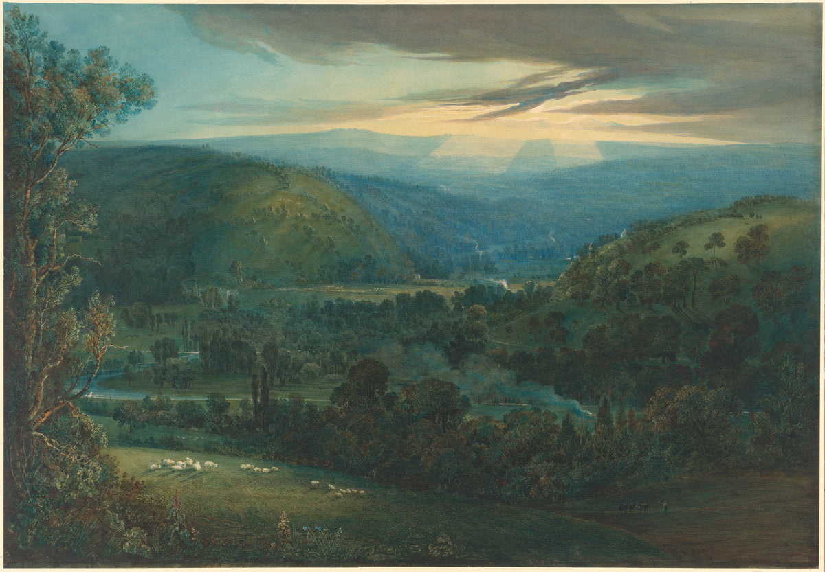 Dawn in the Valleys of Devon by William Turner of Oxford (British, 1789 - 1862), 16X12"(A3)Poster Print