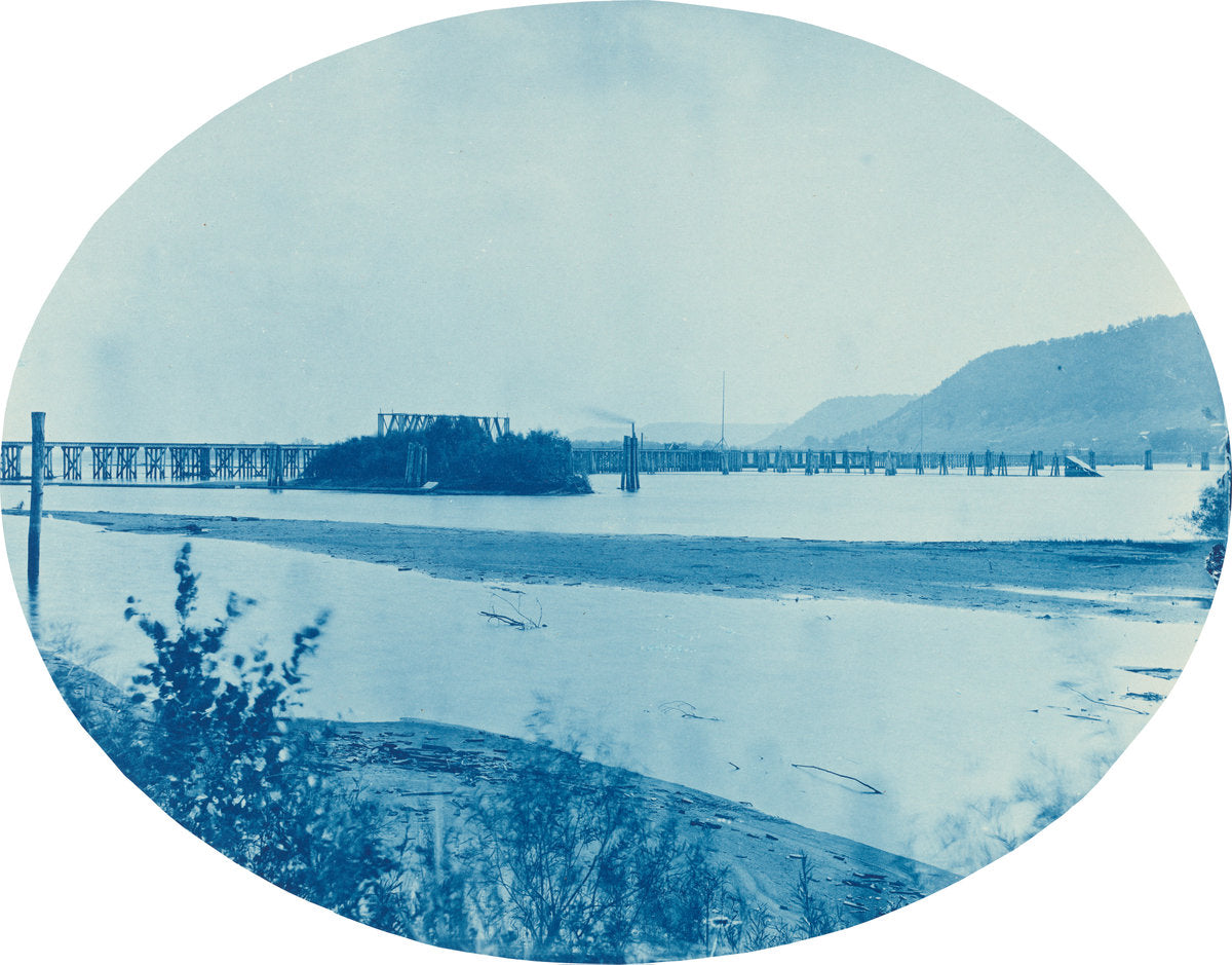 Ponton Bridge at Read's Landing, Minn. by Henry Peter Bosse (American, 1844 - 1903), 16X12"(A3)Poster Print