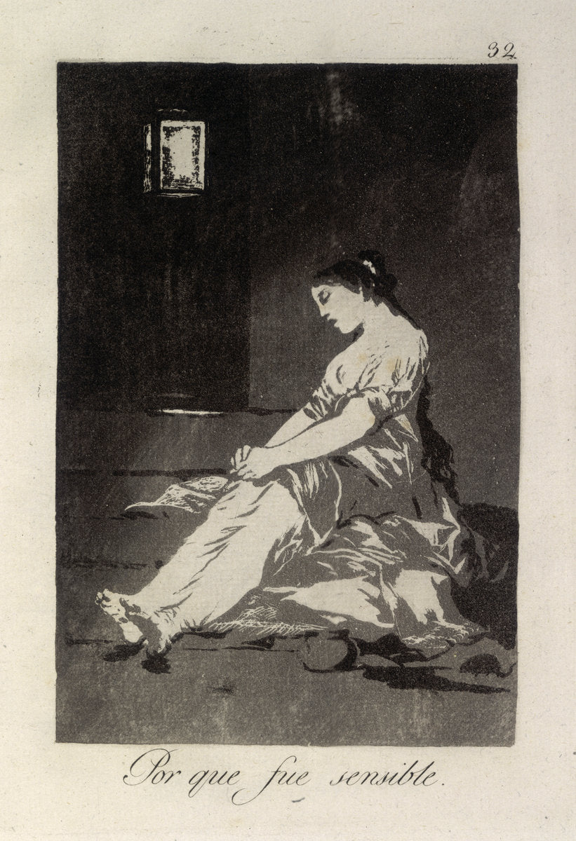 Por que fue sensible (Because She Was Susceptible) by Francisco de Goya (Spanish, 1746 - 1828), 16X12"(A3)Poster Print