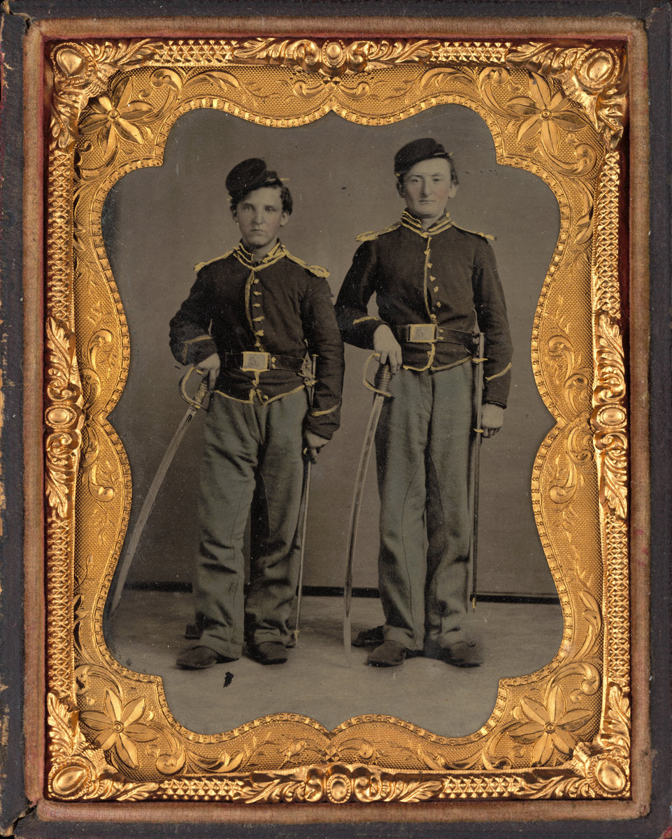1860s by American 19th Century (Portrait of Two Illinois Cavalrymen), 16X12"(A3)Poster Print