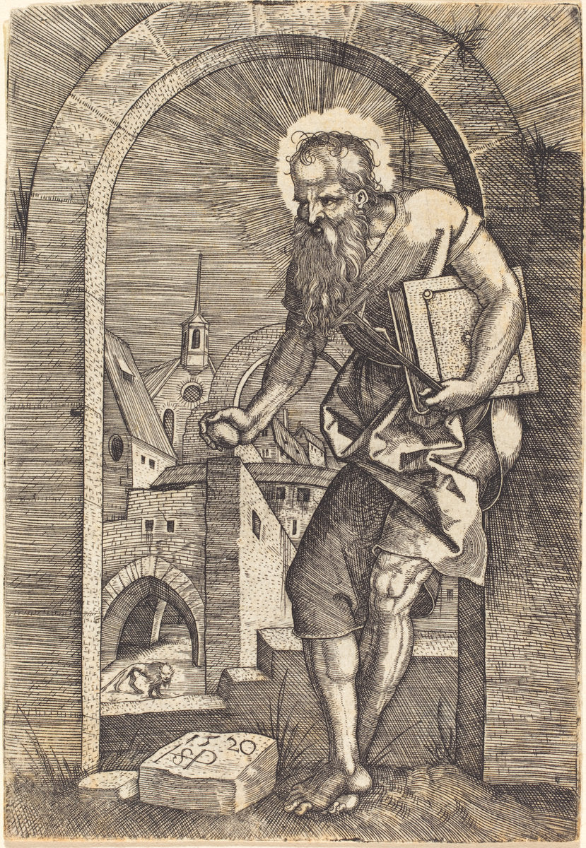 Saint Jerome at the Arch by Sebald Beham (German, 1500 - 1550), 16X12"(A3)Poster Print
