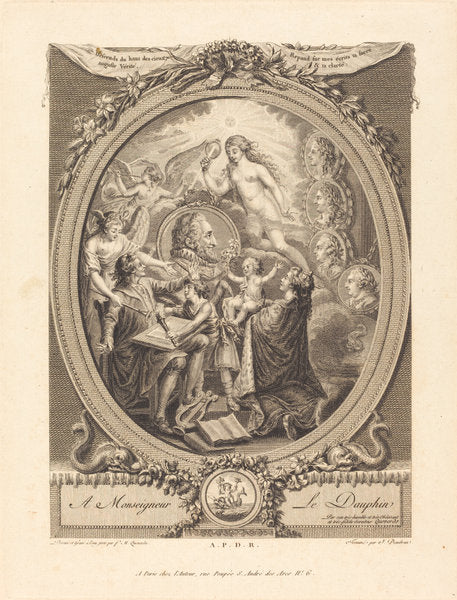 Allegory in Honor of Henri IV by François Marie Isidore Queverdo and Jean Dambrun (French, 1748 - 1797), 16X12"(A3)Poster Print