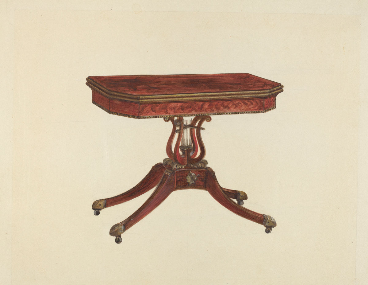 Card Table by Anna Aloisi (American, born c. 1890, died early 1950s), 16X12"(A3)Poster Print
