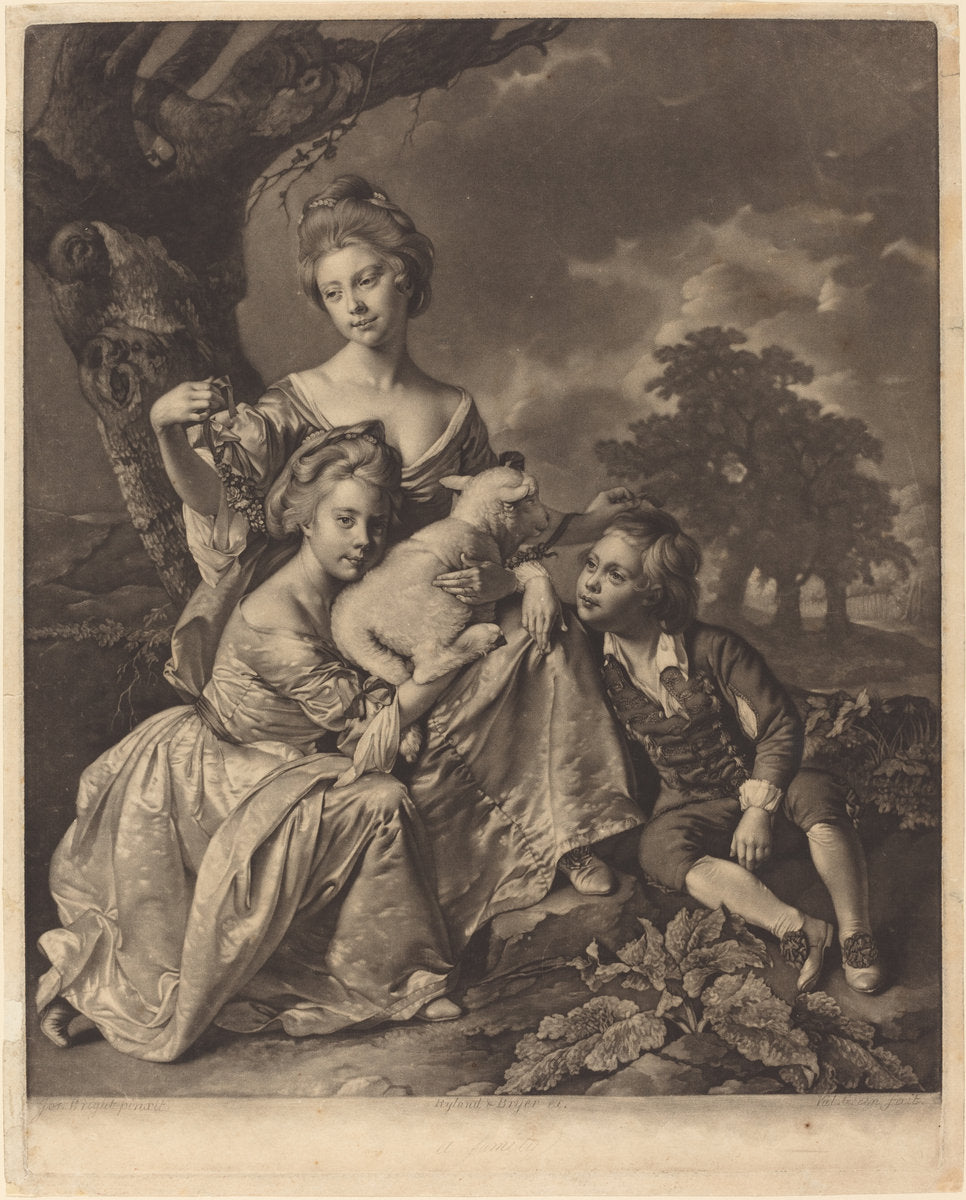The Wright Family (The Bradshaw Children) by Valentine Green after Joseph Wright (British, 1739 - 1813), 16X12"(A3)Poster Print