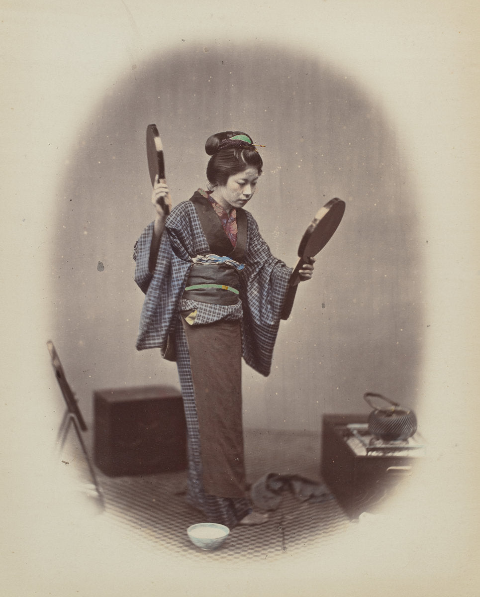 At her Toilet by Felice Beato (British, born Venice, 1832 - 1909), 16X12"(A3)Poster Print