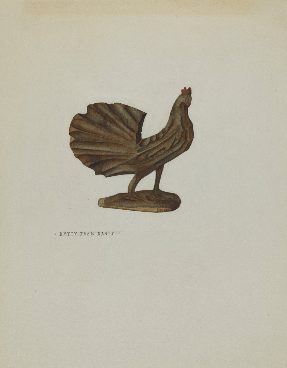 Pa. German Toy Rooster by Betty Jean Davis (American, active c. 1935), 16X12"(A3)Poster Print
