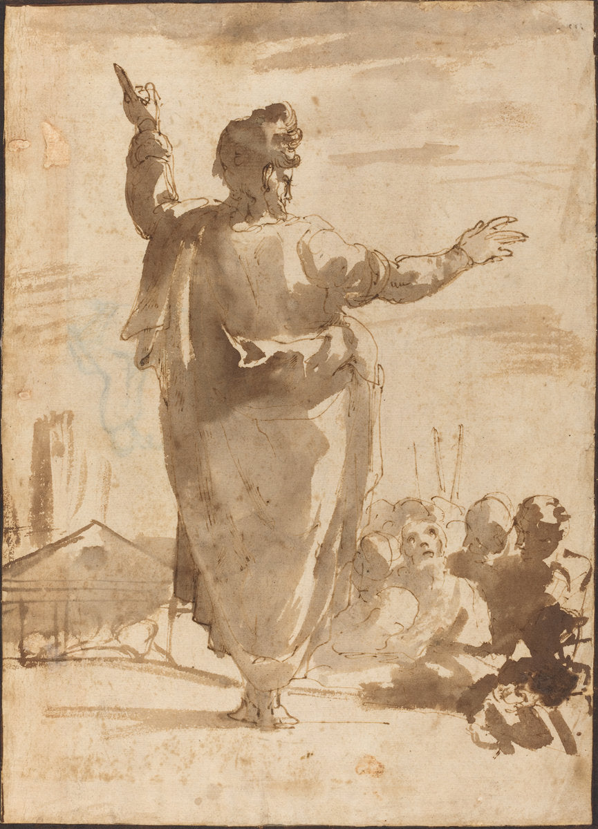 Saint Paul Preaching by Attributed to Agostino Carracci (Bolognese, 1557 - 1602), 16X12"(A3)Poster Print