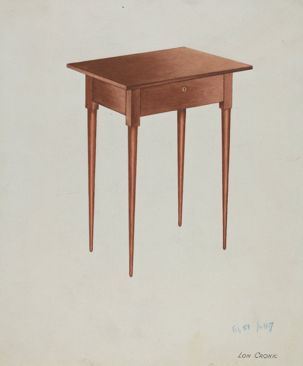 Shaker Candle Table by Lon Cronk (American, active c. 1935), 16X12"(A3)Poster Print