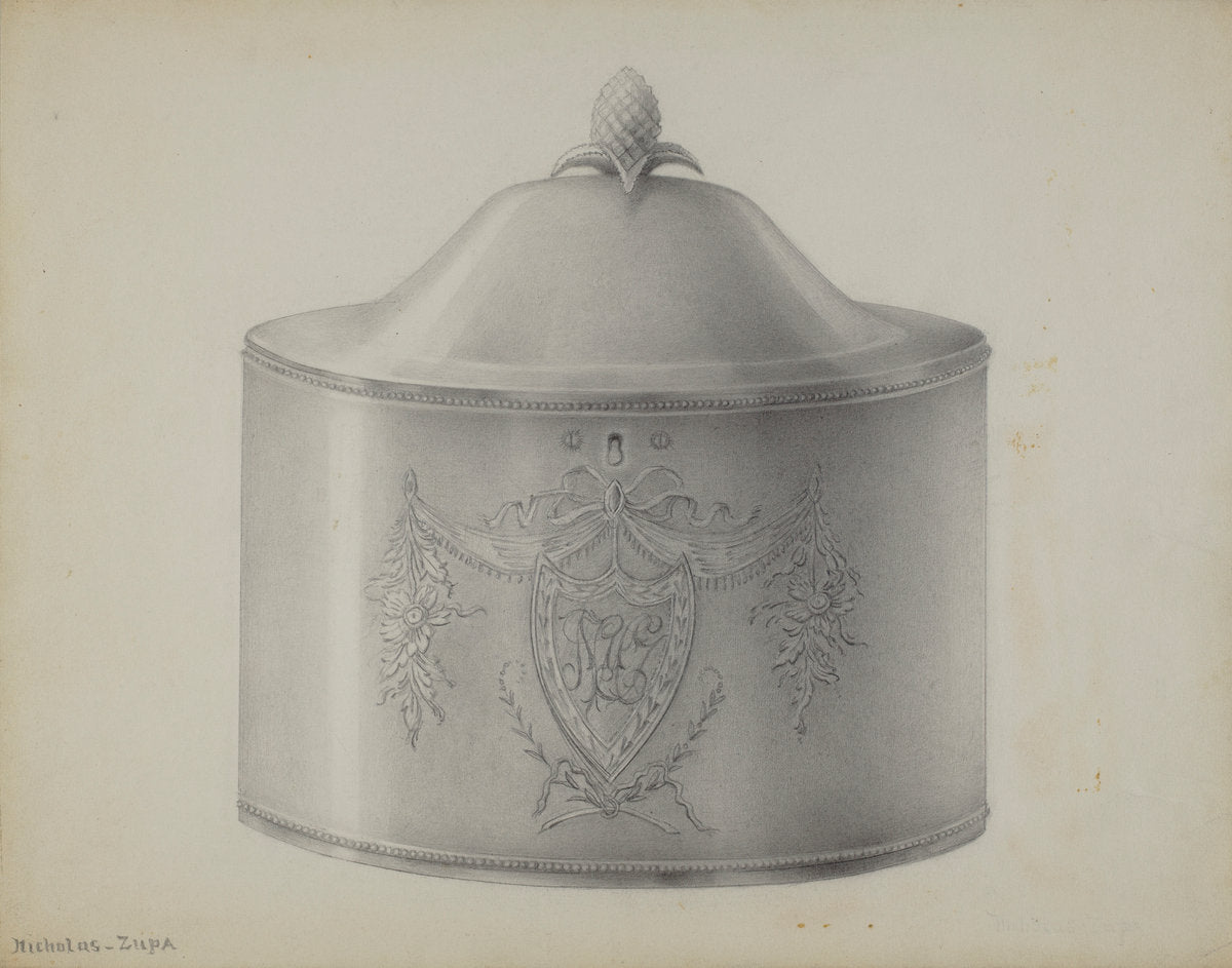 Silver Tea Caddy by Nicholas Zupa (American, active c. 1935), 16X12"(A3)Poster Print